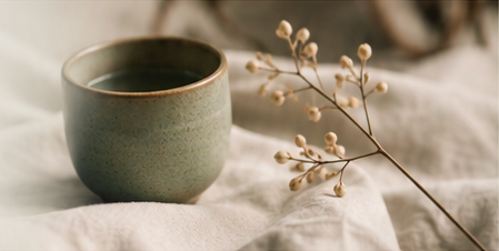 Ceramiczna filiżanka i delikatna gałązka